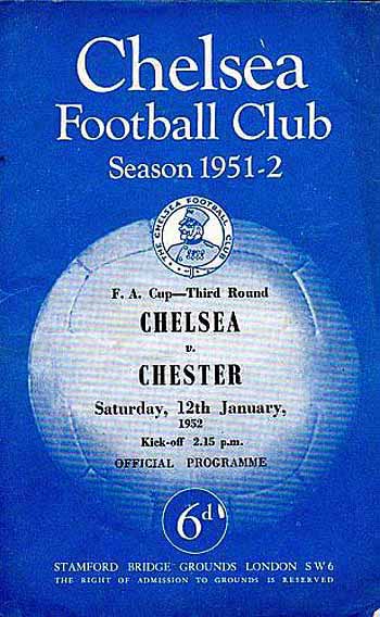 programme cover for Chelsea v Chester City, 12th Jan 1952
