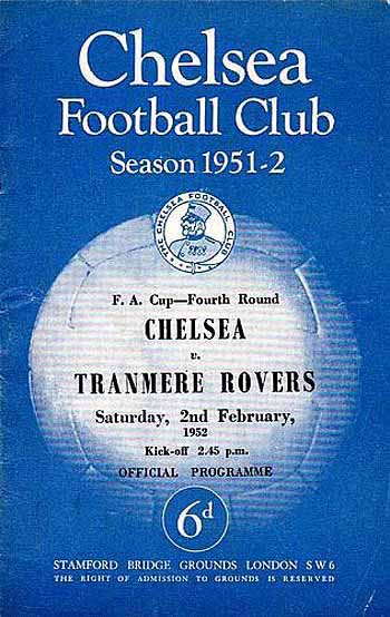 programme cover for Chelsea v Tranmere Rovers, 2nd Feb 1952