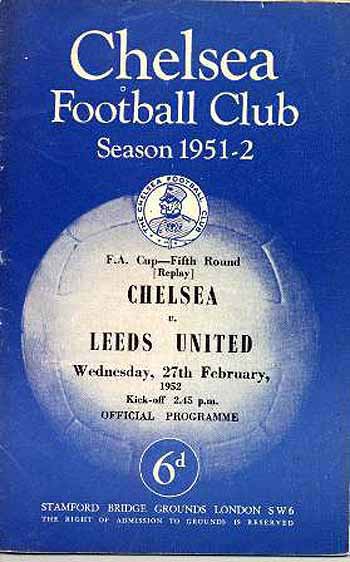 programme cover for Chelsea v Leeds United, 27th Feb 1952