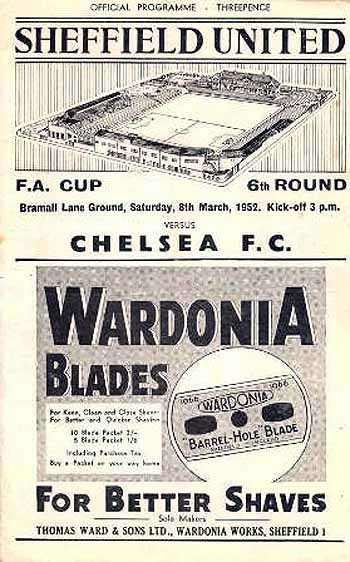 programme cover for Sheffield United v Chelsea, 8th Mar 1952