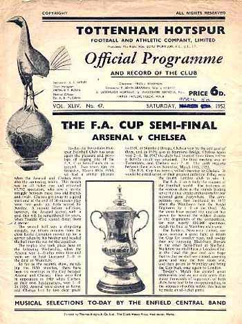 programme cover for Arsenal v Chelsea, 5th Apr 1952