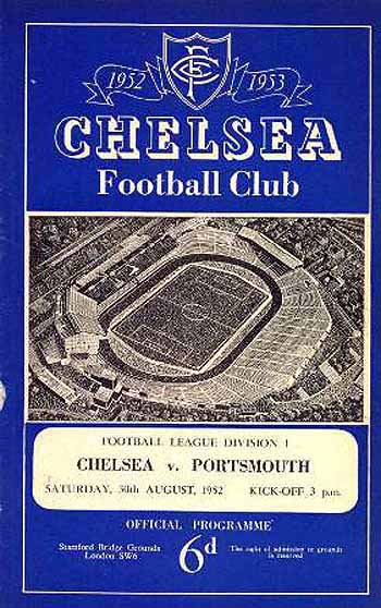 programme cover for Chelsea v Portsmouth, 30th Aug 1952