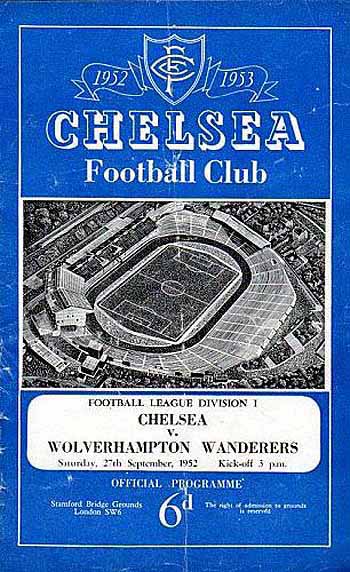 programme cover for Chelsea v Wolverhampton Wanderers, 27th Sep 1952