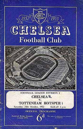 programme cover for Chelsea v Tottenham Hotspur, 25th Oct 1952
