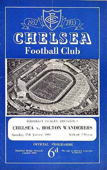 programme cover for Chelsea v Bolton Wanderers, 17th Jan 1953