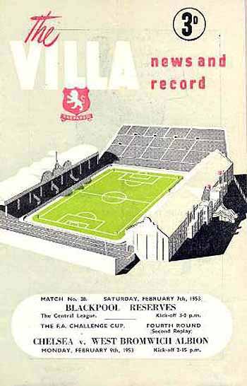 programme cover for West Bromwich Albion v Chelsea, 9th Feb 1953