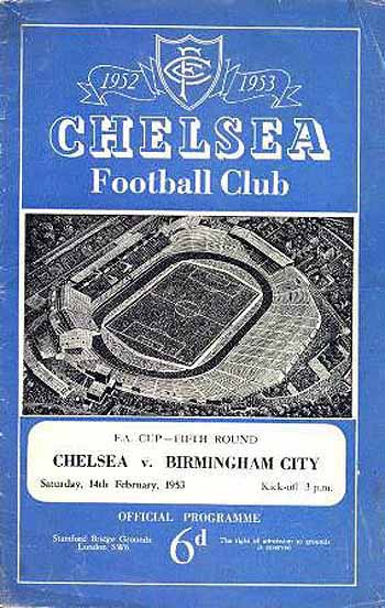 programme cover for Chelsea v Birmingham City, 14th Feb 1953