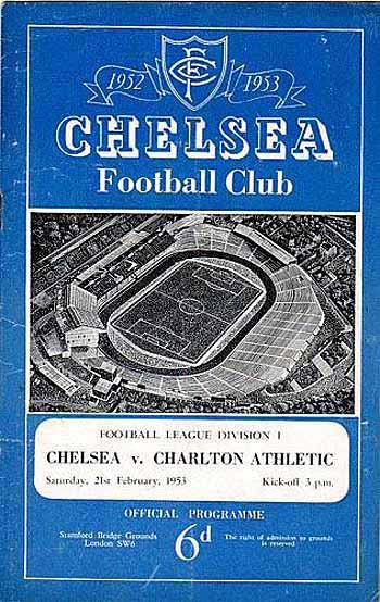 programme cover for Chelsea v Charlton Athletic, 21st Feb 1953