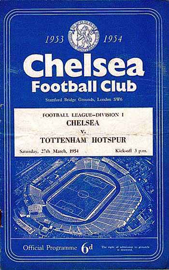 programme cover for Chelsea v Tottenham Hotspur, 27th Mar 1954