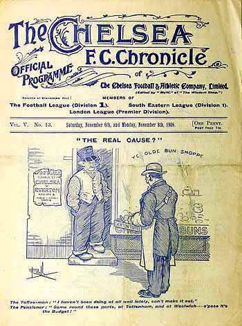 programme cover for Chelsea v Everton, 6th Nov 1909
