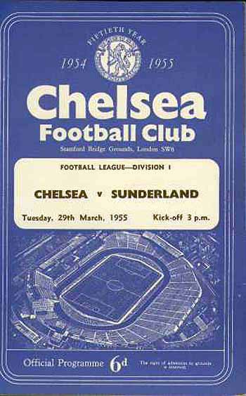 programme cover for Chelsea v Sunderland, 29th Mar 1955