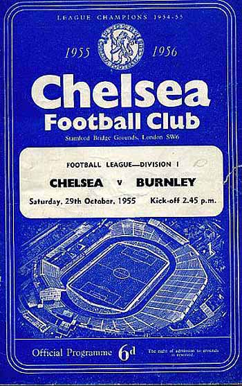 programme cover for Chelsea v Burnley, 29th Oct 1955
