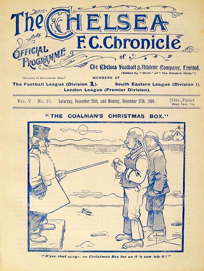 programme cover for Chelsea v Newcastle United, Monday, 27th Dec 1909