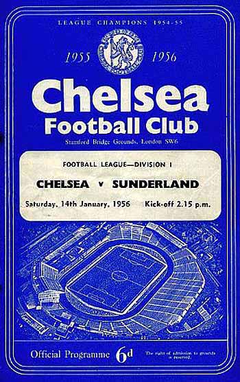 programme cover for Chelsea v Sunderland, 14th Jan 1956