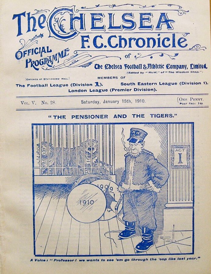 programme cover for Chelsea v Hull City, 15th Jan 1910