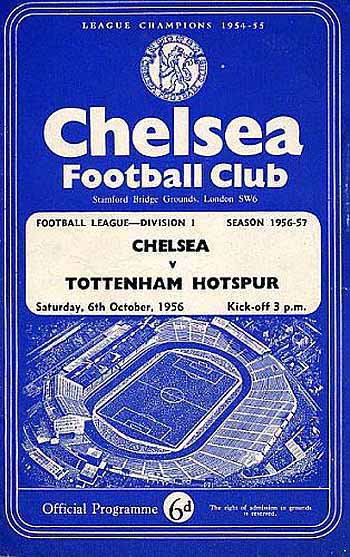programme cover for Chelsea v Tottenham Hotspur, 6th Oct 1956