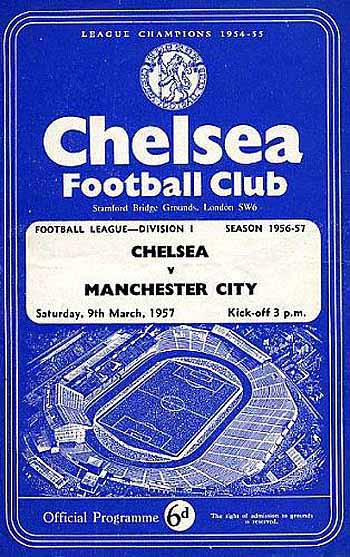 programme cover for Chelsea v Manchester City, 9th Mar 1957