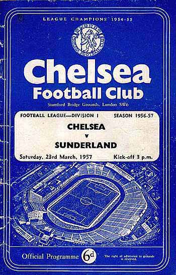 programme cover for Chelsea v Sunderland, 23rd Mar 1957