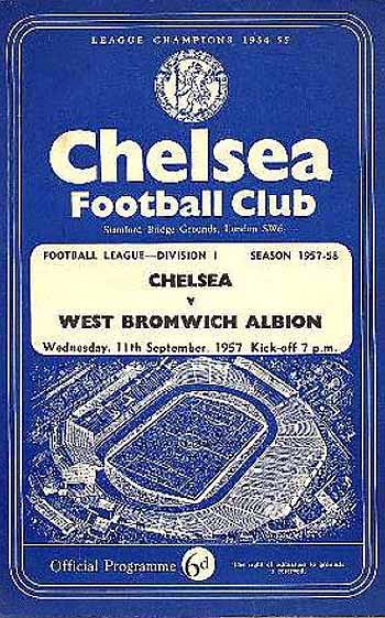 programme cover for Chelsea v West Bromwich Albion, Wednesday, 11th Sep 1957