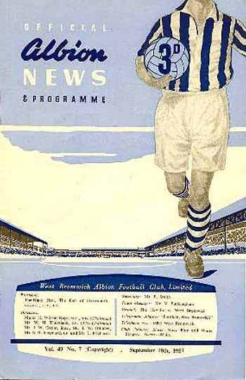 programme cover for West Bromwich Albion v Chelsea, Wednesday, 18th Sep 1957