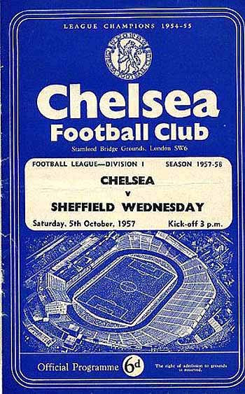 programme cover for Chelsea v Sheffield Wednesday, 5th Oct 1957