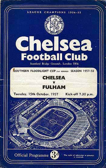 programme cover for Chelsea v Fulham, Tuesday, 15th Oct 1957