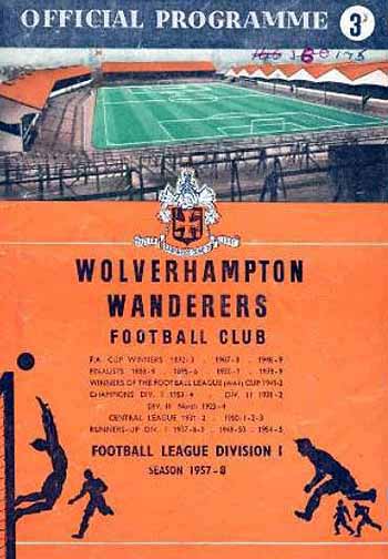 programme cover for Wolverhampton Wanderers v Chelsea, Saturday, 19th Oct 1957