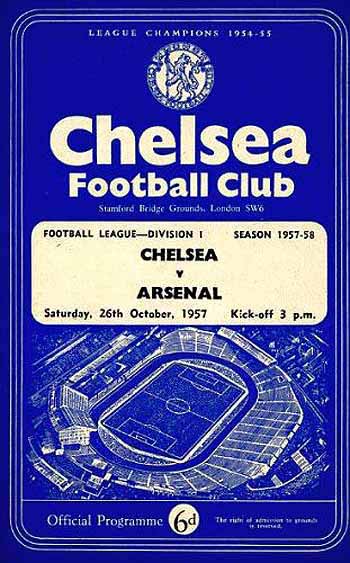 programme cover for Chelsea v Arsenal, Saturday, 26th Oct 1957