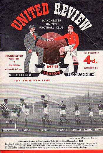 programme cover for Manchester United v Chelsea, Saturday, 14th Dec 1957