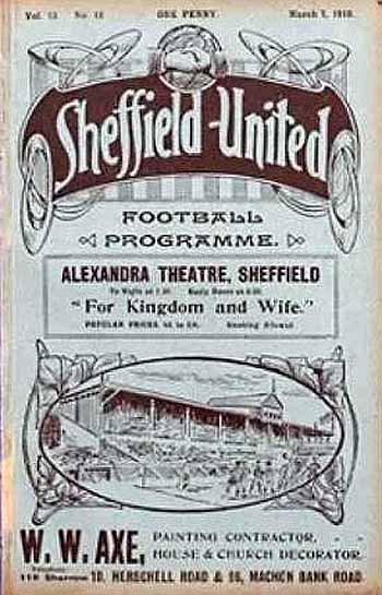 programme cover for Sheffield United v Chelsea, 7th Mar 1910