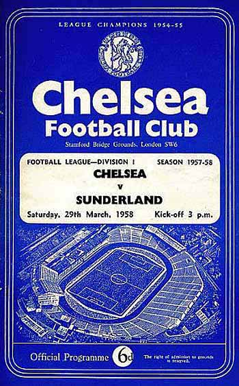 programme cover for Chelsea v Sunderland, 29th Mar 1958