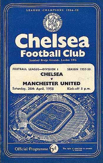 programme cover for Chelsea v Manchester United, Saturday, 26th Apr 1958
