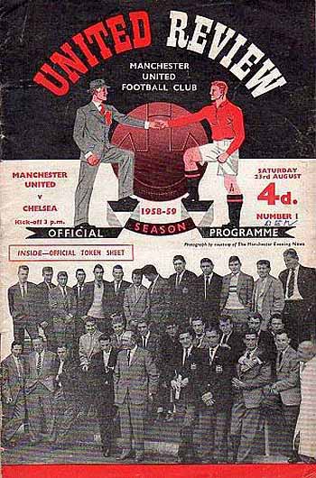 programme cover for Manchester United v Chelsea, 23rd Aug 1958