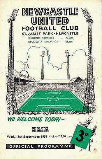 programme cover for Newcastle United v Chelsea, 17th Sep 1958