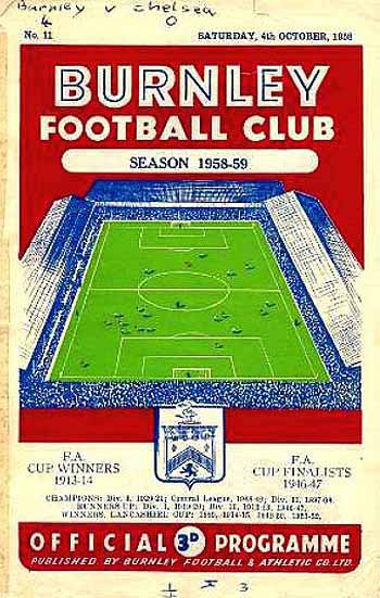programme cover for Burnley v Chelsea, 4th Oct 1958