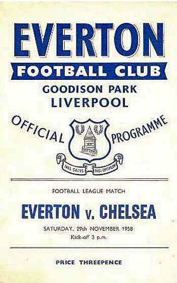 programme cover for Everton v Chelsea, 29th Nov 1958
