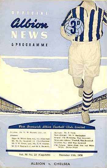 programme cover for West Bromwich Albion v Chelsea, 13th Dec 1958