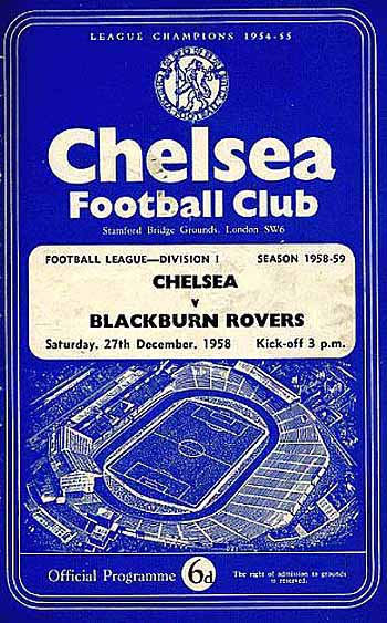 programme cover for Chelsea v Blackburn Rovers, 27th Dec 1958