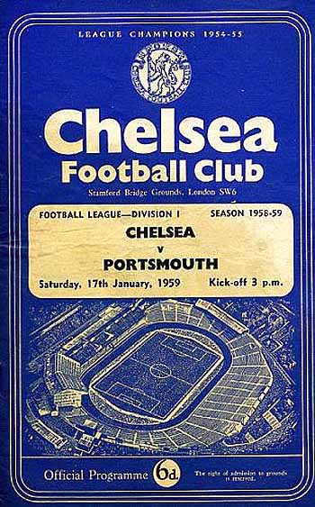 programme cover for Chelsea v Portsmouth, Saturday, 17th Jan 1959