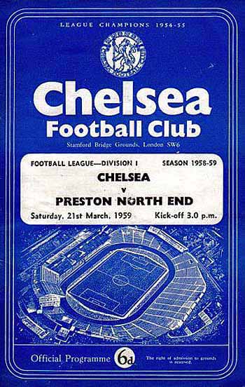 programme cover for Chelsea v Preston North End, 21st Mar 1959