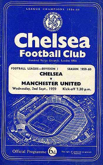 programme cover for Chelsea v Manchester United, 2nd Sep 1959