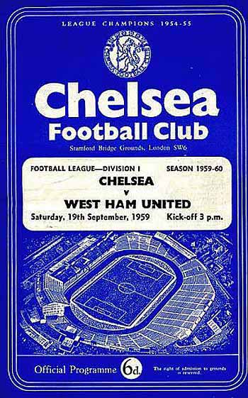 programme cover for Chelsea v West Ham United, 19th Sep 1959