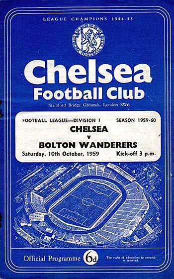 programme cover for Chelsea v Bolton Wanderers, 10th Oct 1959