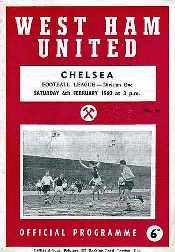 programme cover for West Ham United v Chelsea, 6th Feb 1960