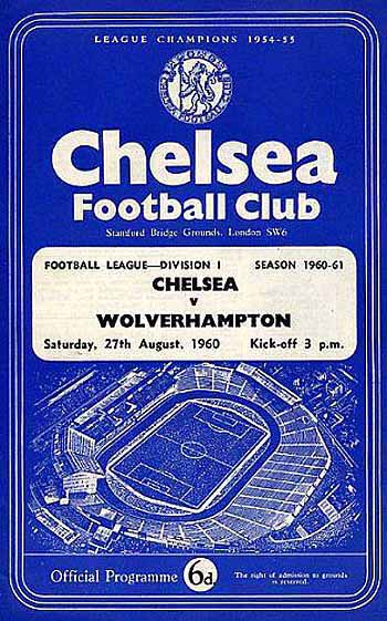 programme cover for Chelsea v Wolverhampton Wanderers, 27th Aug 1960
