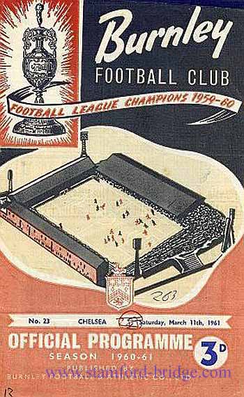 programme cover for Burnley v Chelsea, 11th Mar 1961