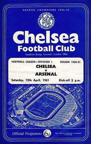 programme cover for Chelsea v Arsenal, Saturday, 15th Apr 1961