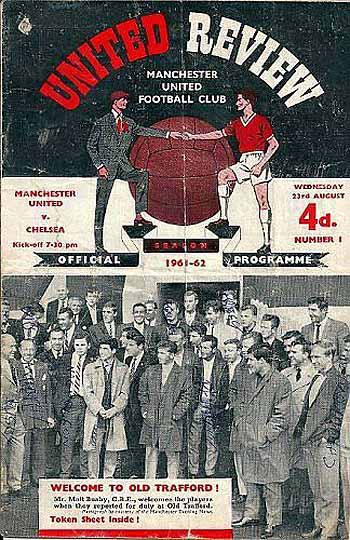 programme cover for Manchester United v Chelsea, Wednesday, 23rd Aug 1961