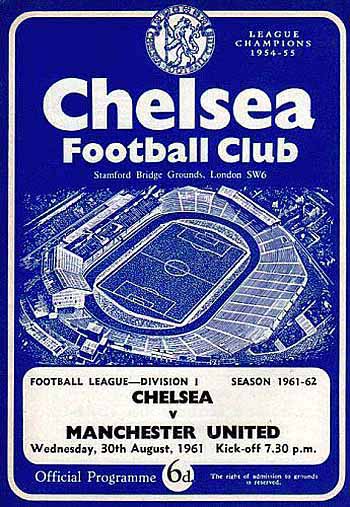 programme cover for Chelsea v Manchester United, Wednesday, 30th Aug 1961