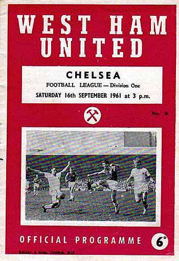 programme cover for West Ham United v Chelsea, Saturday, 16th Sep 1961
